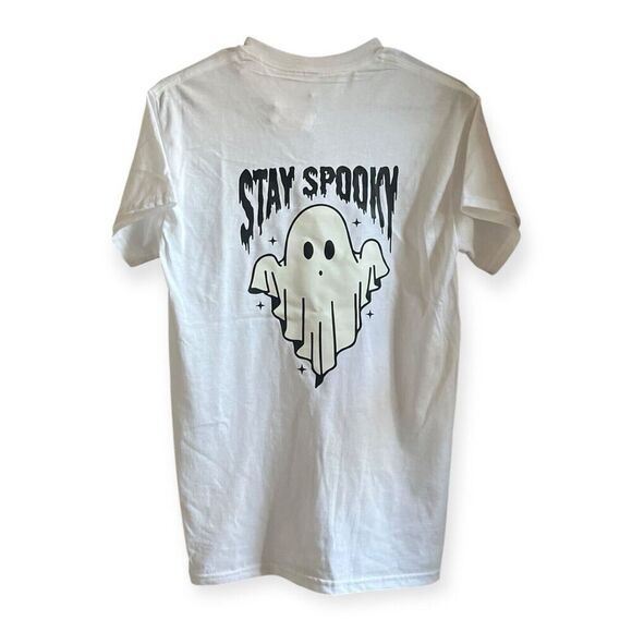 Ghost Halloween T-shirt Spooky Season Graphic Tee Short Sleeve White NEW Unisex - Picture 8 of 8